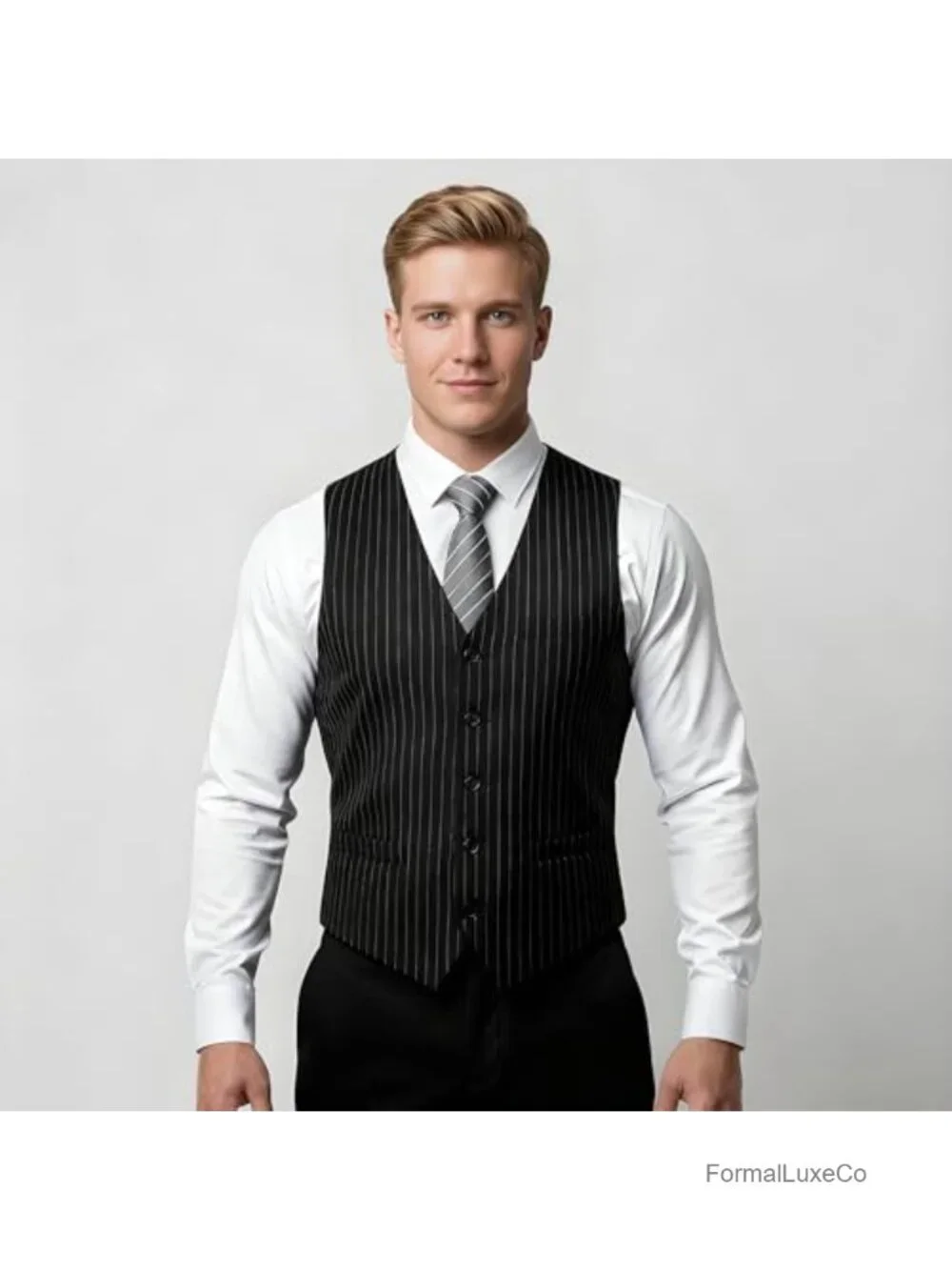 Men's Slim Fit Suit Vest Single Breasted Tuxedo Waistcoat 5 Button